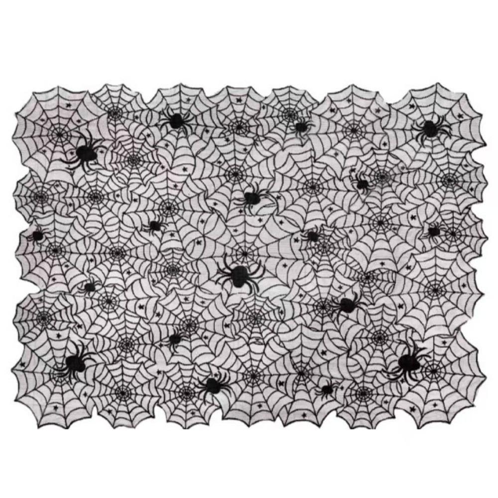 Lace Halloween Decoration Portable Spider Web Tablecloth Creepy Black Tablecloth  Haunted House