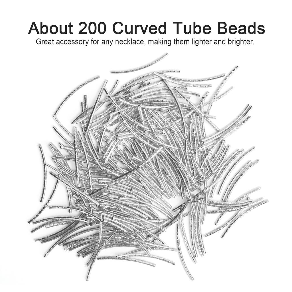 200Pcs Curved Noodle Tube Spacer Beads         Jewelry Making Accessories