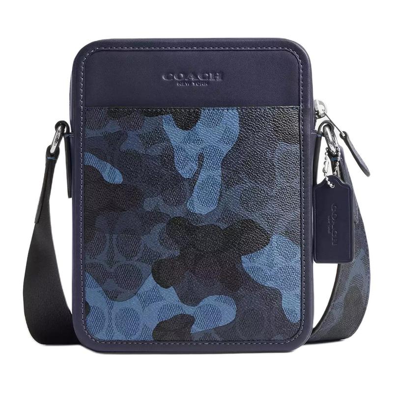 COACH crossbody bag Sullivan 16 signature camouflage print outside open pockets zipper closure adjustable shoulder straps coated canvas and smooth чёрный