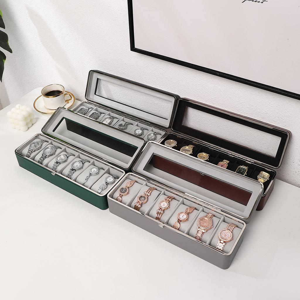 Portable Leather Watch Box High Quality Watch Organizer Jewelry Storage Box Zipper Easy Carry Men 6 Slots Watch Boxes