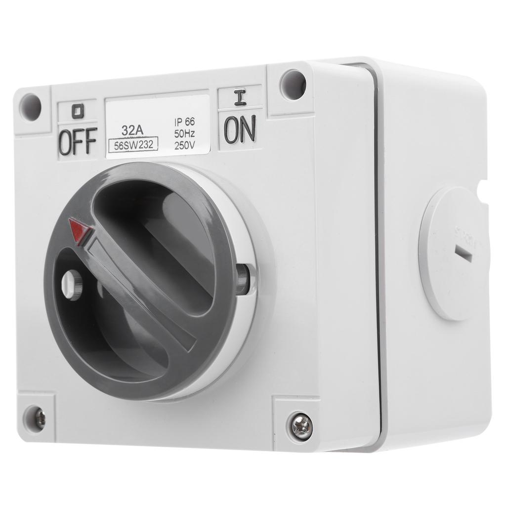Outdoor Waterproof Switch Socket Dustproof Isolation Rotary OnOff Buttons and Indicators 250V(2P32A )