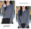 2025 Spring Women's Round Neck Velvet Cardigan Sweater