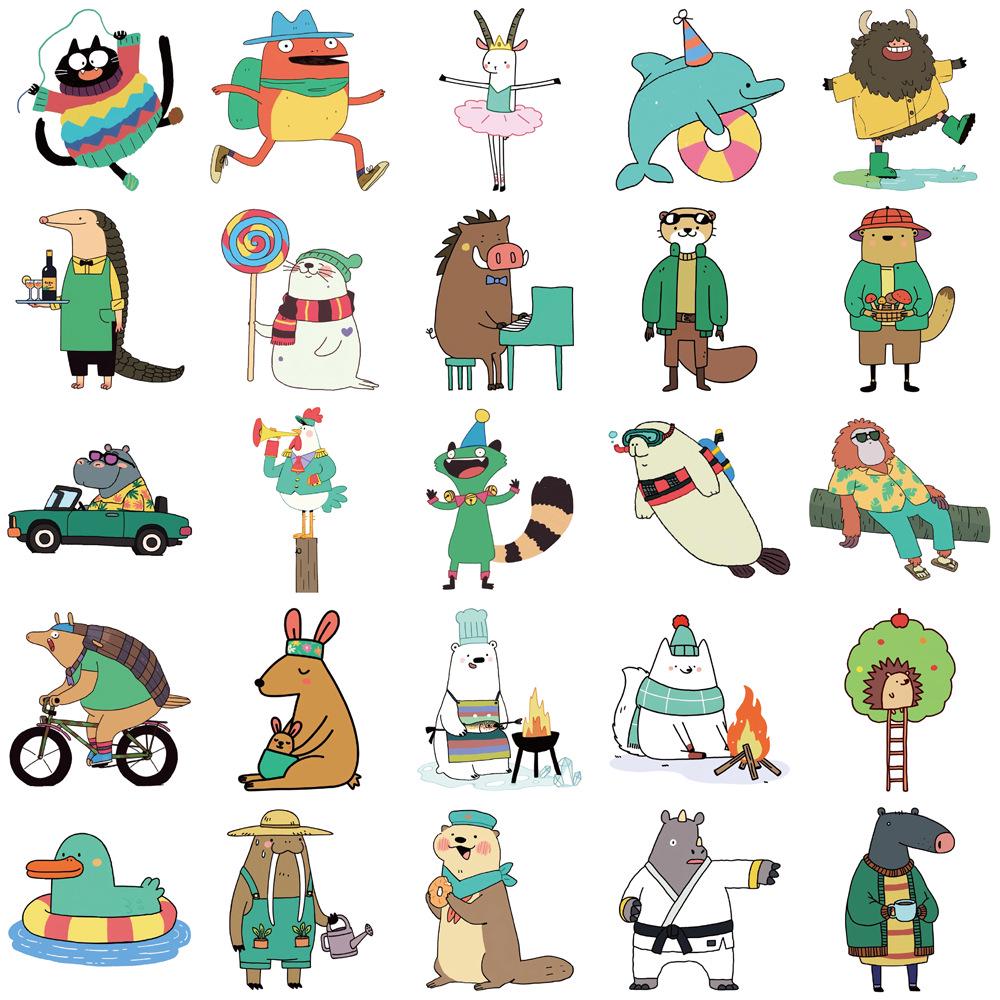 Funny Animal Clipart Stickers Set - 50 Sheets for DIY Phone Cases & Laptops