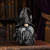 Exquisite Retro Gnome Sculpture Halloween Gothic Resin Figurine, Dark Faceless Wizard Doll for Hat with Stars Desk Shelf, Spooky Home Decor Ornament,