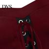 Wave Collar Dress Vinatge Women Irregular Horn Sleeve Solid Color A-line Big Hem Slim Square Neckline Waist Pleated Lace-up Strap Medieval Halloween