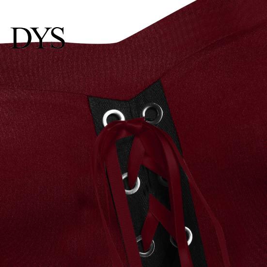 Wave Collar Dress Vinatge Women Irregular Horn Sleeve Solid Color A-line Big Hem Slim Square Neckline Waist Pleated Lace-up Strap Medieval Halloween
