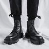 Internet celebrity Martin boots men's high-top tide summer and autumn British style retro mid-top leather shoes heightening black leather boots