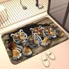 2D Tiger Illusion Door Mat Realistic Breaking Through Wood Print Non-Slip Washable Carpet Entrance Rug for Bathroom Livingroom
