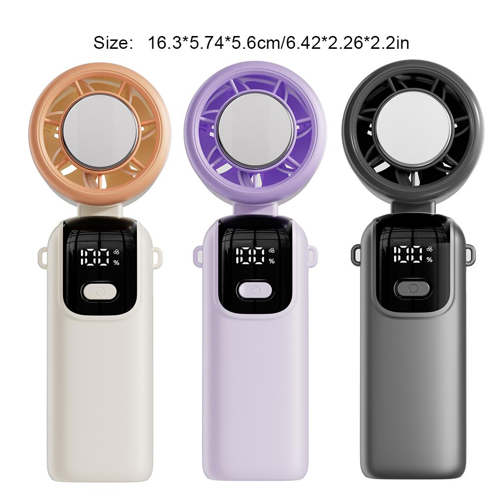 

New Portable Mini Cooling fan, Handheld Fan with LED Display 5 Speeds 4000mAh USB Rechargeable Battery Outdoor Cooling fan фиолетовый
