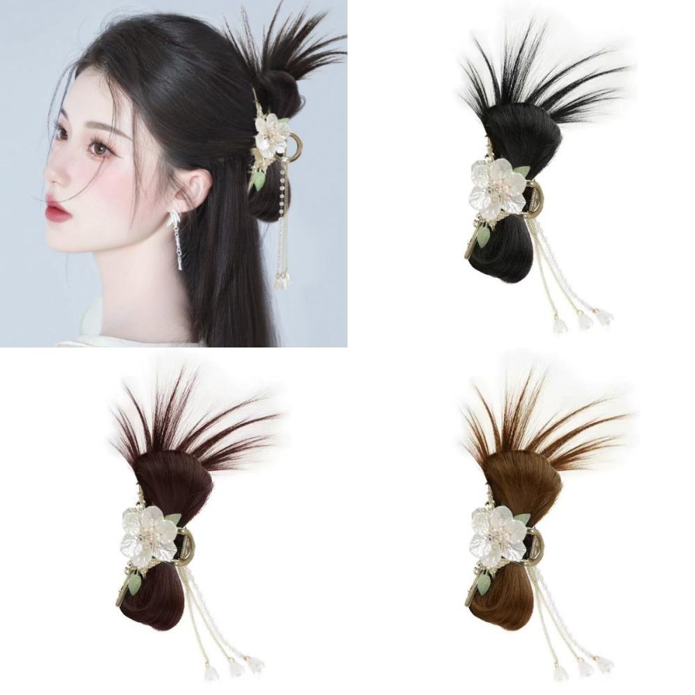 Claw Clip Chicken Nest Ball Head Wig Hanfu Hairpin Flower Tassel Hairpin Wig  Female