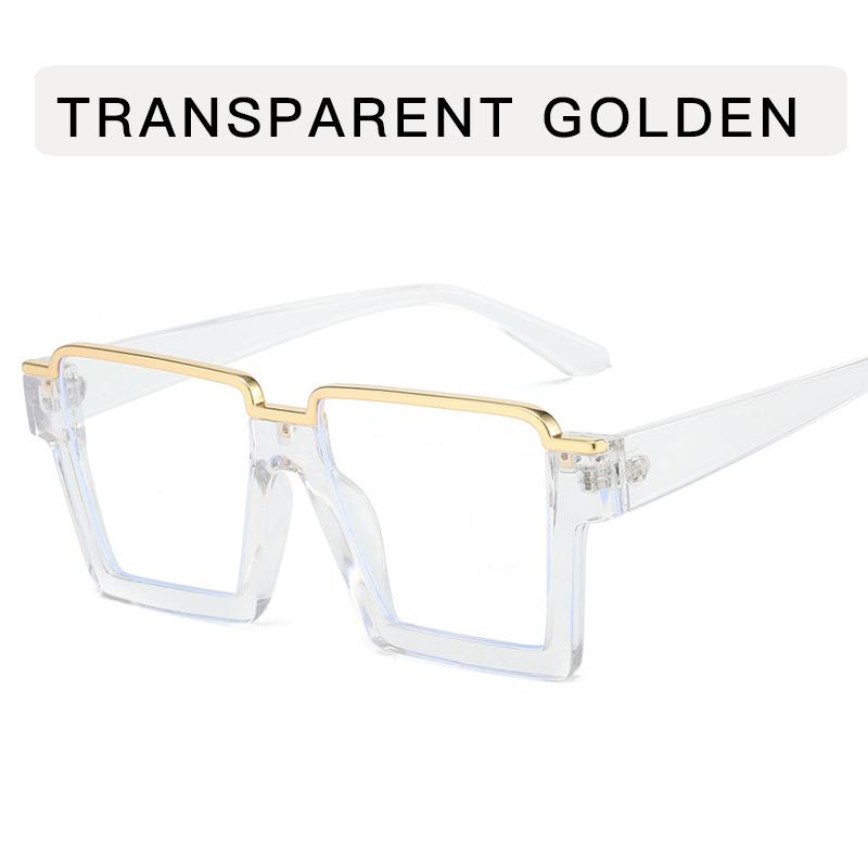 Módne okuliare s rámom veľkej veľkosti, štvorcový tvar, polorámový okuliarový rám pre ženy, dekoratívne sklo blokujúce modré svetlo
