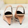2025 NEW Wedge Heels Women Shoes Patent Leather Women Pumps Hollow Back Strap Sandals Women Summer Shoes Pointed High Heels 6 Cm
