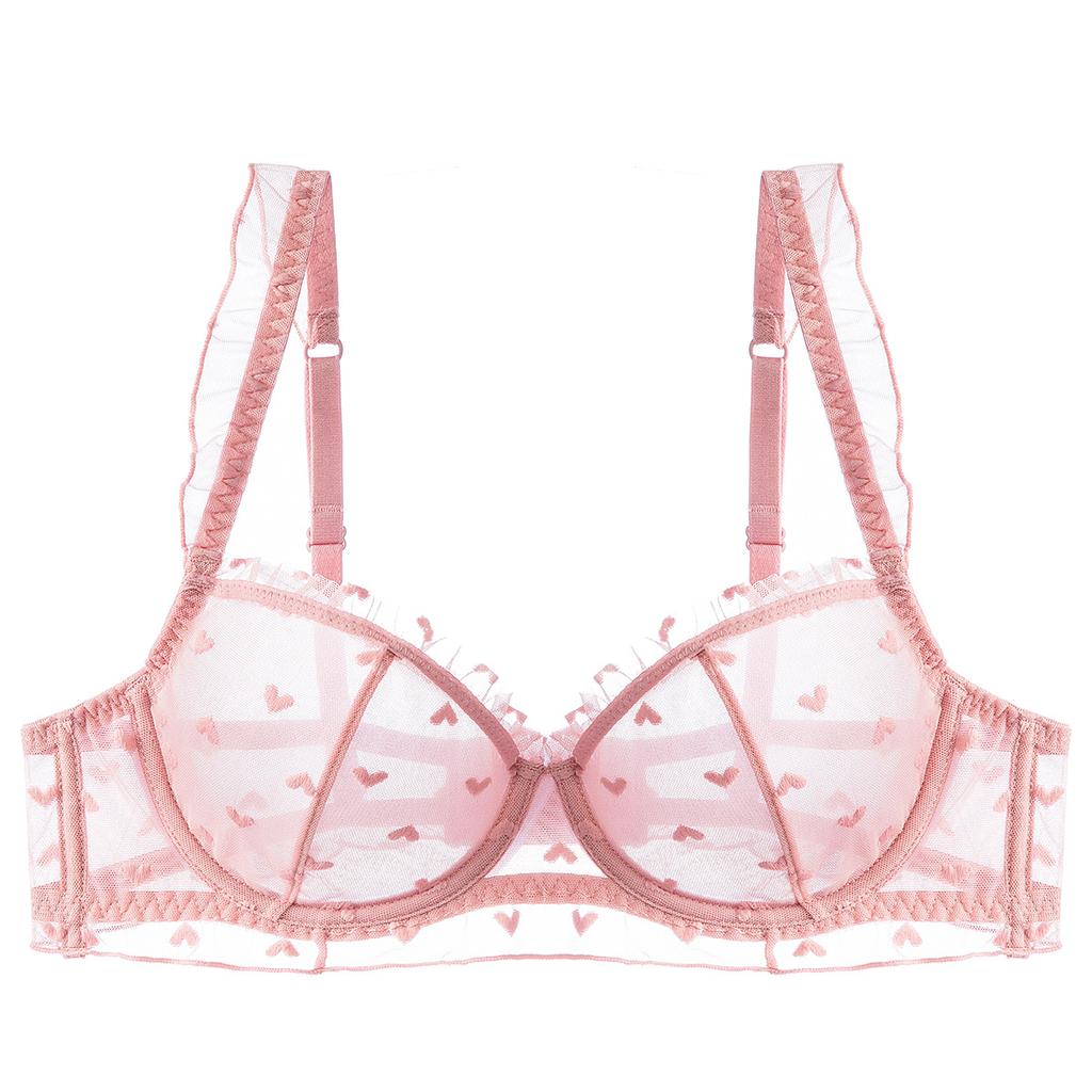 French Underwear Female Sexy Pure Desire Ultra-thin Lace Underwear Large Chest Small Anti-sagging Large Size Bra Cover