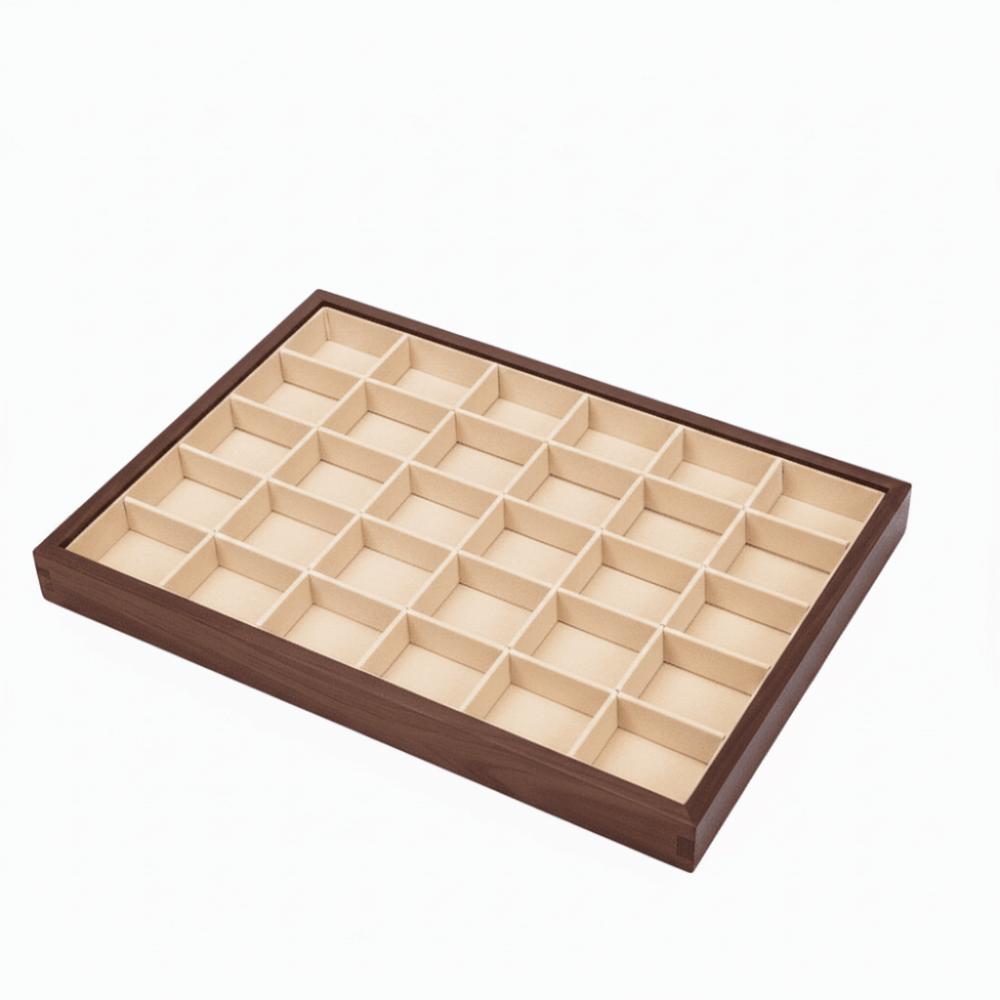 Walnut Wood Jewelry Storage Drawer 30 grid Jewelry Organizer Wood Grain Jewelry Tray Ring Storage