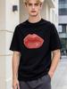 Unisex T-shirt Casual Lips Print Streetwear Soft Daily Top