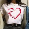 Women Short Sleeve T-shirt Butterfly Love Heart Print - Casual Graphic Tee