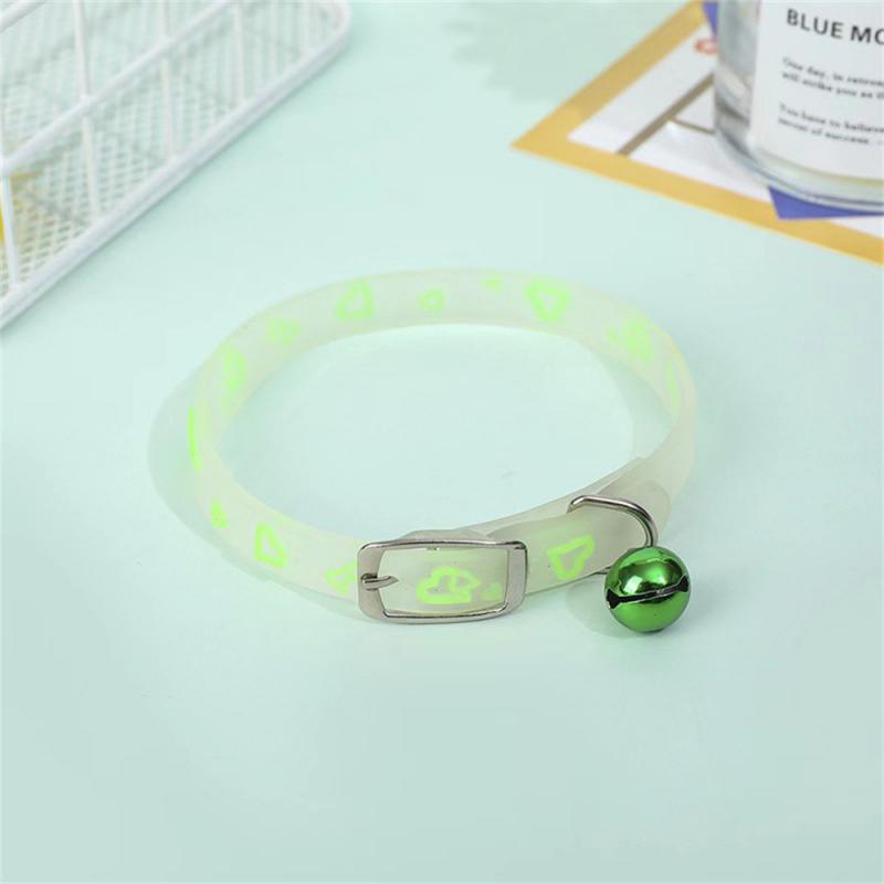 Luminous Cat Necklace Glowing Small Dog Cat Collar Anti-Loss Fluorescent Silicone Cat Bell Collar Neck Ring Pet Cat Accessories