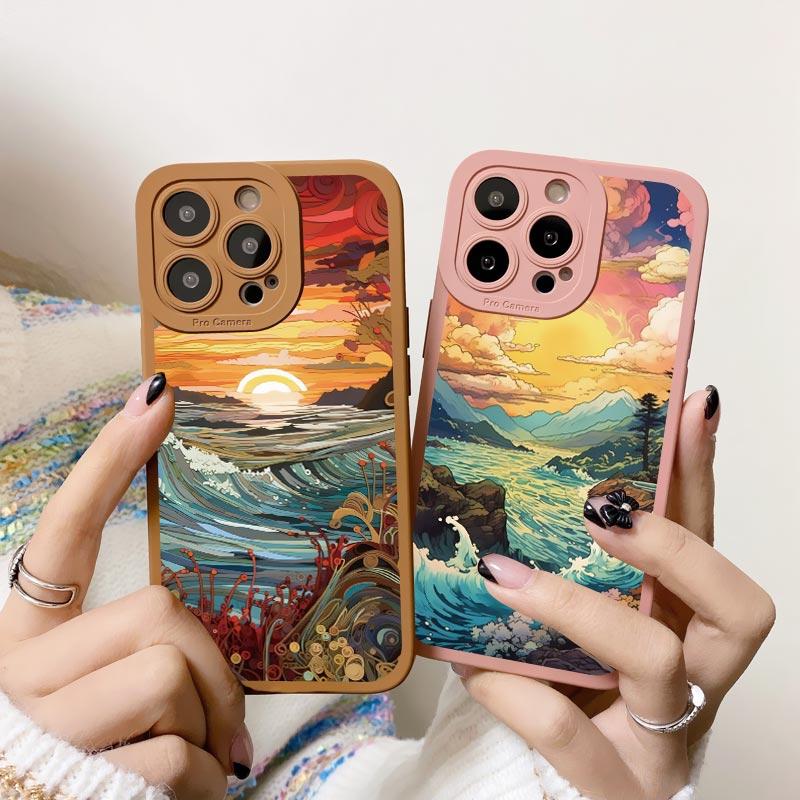 Sunrise Scenery Phone Case For iPhone 15 14 Plus Pro Max 13 12 11 Pro Max XR X XS 7 8 Plus Gorgeous Mountain River Soft Covers
