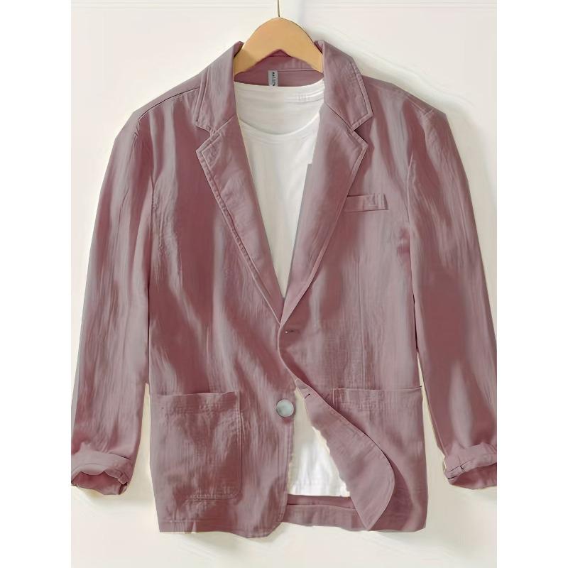 Men Solid Color Long Sleeve Casual Cotton Blazer Business Casual Outerwear