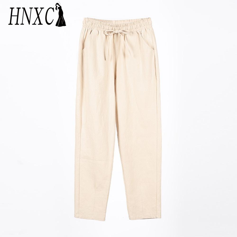 HNXC 9 Color Pure Cotton Nine Point Trousers Spring Summer Slim Straight Loose Casual Pants Women Solid Color Harem Pants