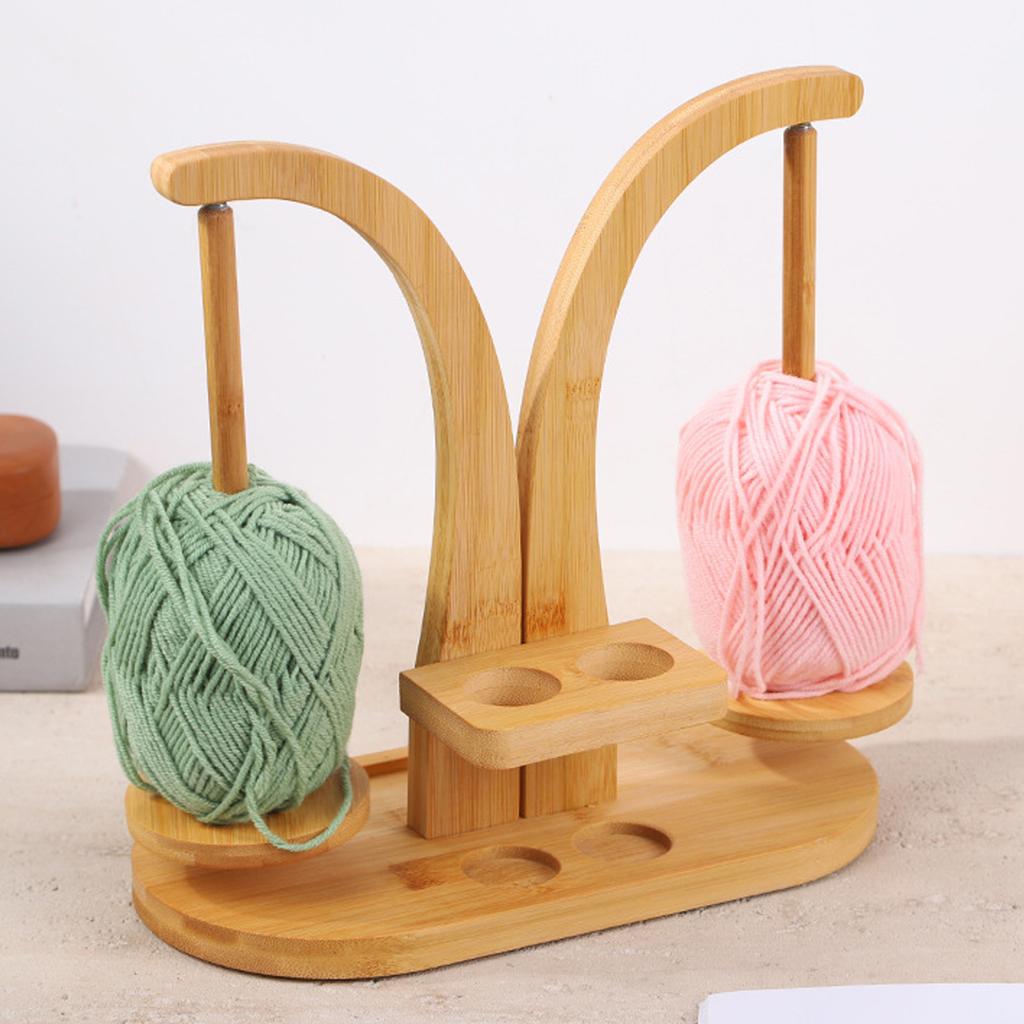 Woodens Yarn Stand With Rotatable Base For Home Knitting Tool Natural Woods