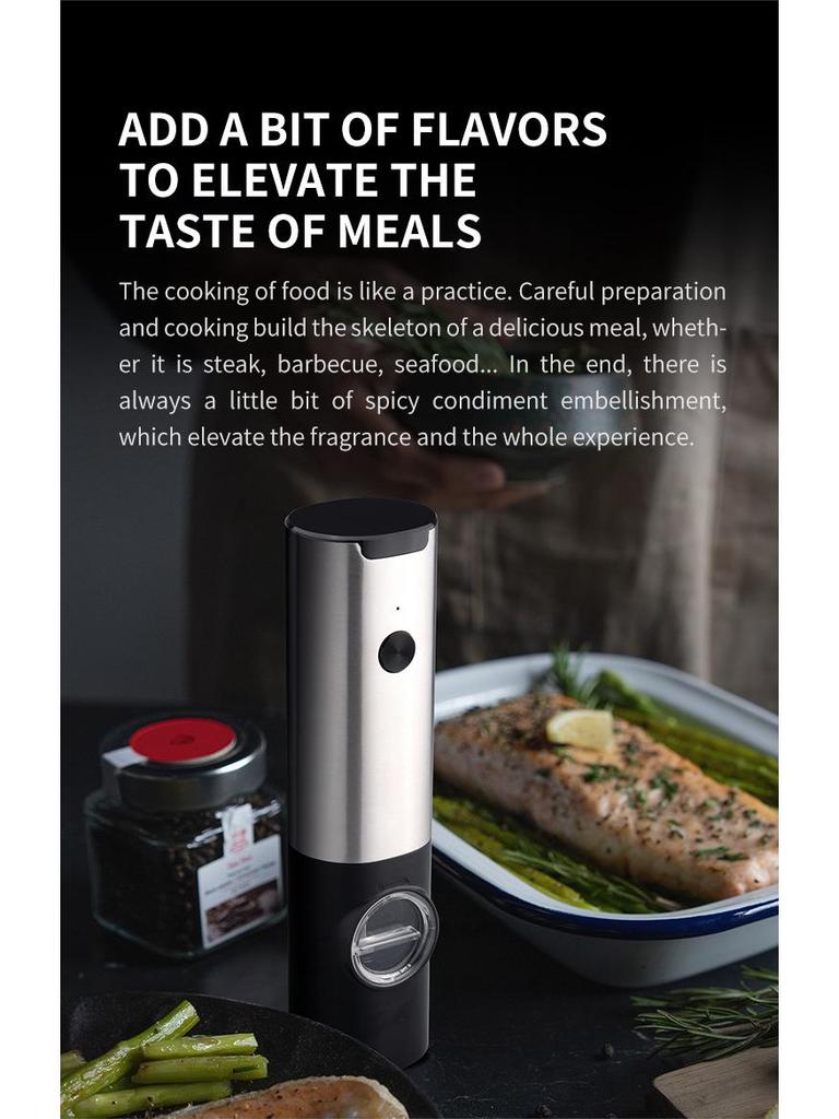 Gravity-Sensing Electric Pepper & Salt Grinder for Household Use