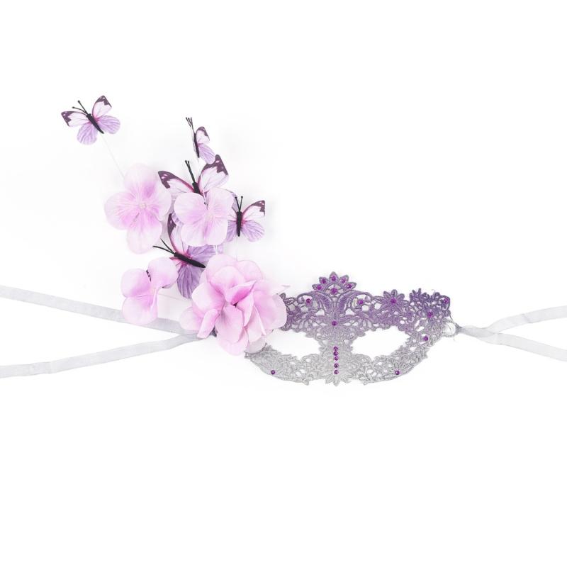 Elegant Butterfly Lace Masquerades Mask Adjustable Tie Strap For Halloween Costume Parties Cosplay Event Breathable Fabric Design 1 розовый