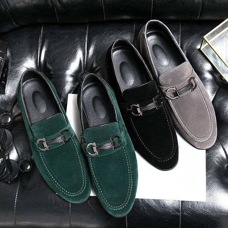 Shoes Autumn New Frosted Leather British Business Casual Leather Shoes Nightclub Hairstylist Lazy Doudou Shoes