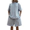 European Plus Size Casual Men's Set: Loose Short Sleeve T-shirt & Solid Color Shorts