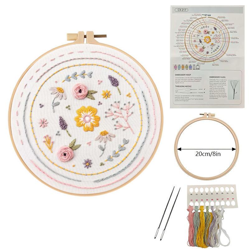1set Beginner's Floral Embroidery Kit with English Embroidery Tutorial, Suitable for Beginners, DIY Embroidery Craft Material Kit
