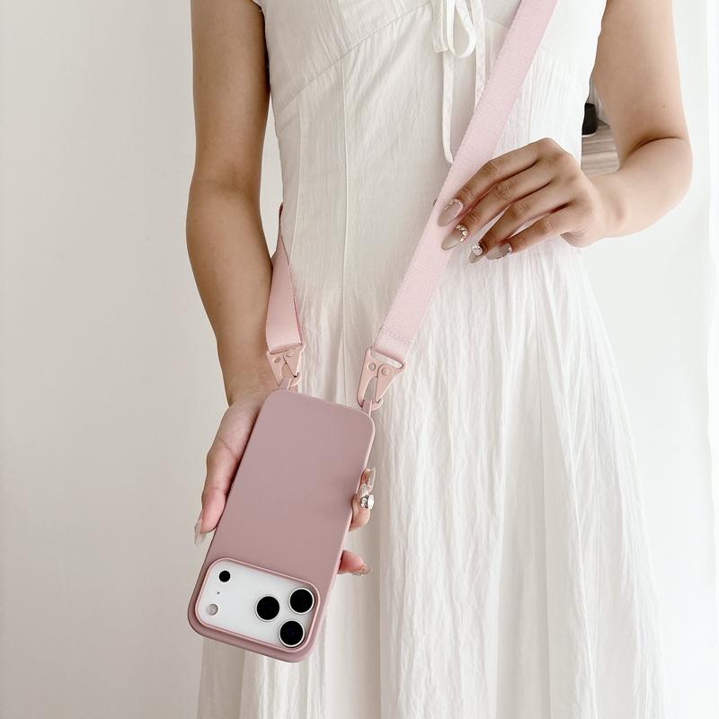 Crossbody Lanyard Phone Case For Samsung S25 Ultra S24 FE S23 S22 A16 A55 A35 iPhone 16 Pro Max 15 14 13 12 11 Shockproof TPU Solid Color Soft Cover