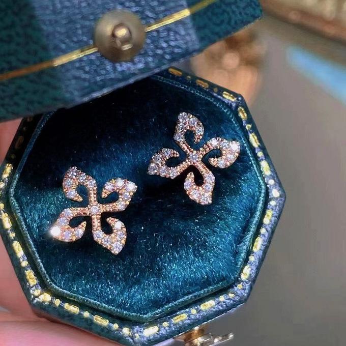 Senior Designer Temperament Sweet Muse Delicate Bow Ladder Square Earrings, Super Fairy Butterfly Earrings