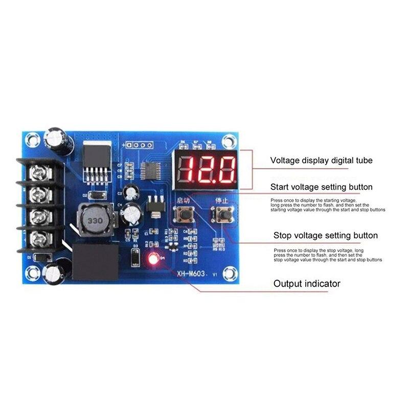 XH-M603 Modul řízení nabíjení Digitální LED displej Úložiště lithiové baterie Ovládací spínač nabíječky Ochranná deska 12-24V
