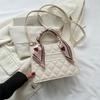 Popular Fashion Diamond Grid Embroidery Thread Korean Version Gentle Temperament Scarf Handbag, New Tote Bags