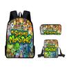 Set Zaino My Singing Monsters per Bambini Borsa Scuola Astuccio a Tracolla Tessuto Oxford Traspirante Impermeabile