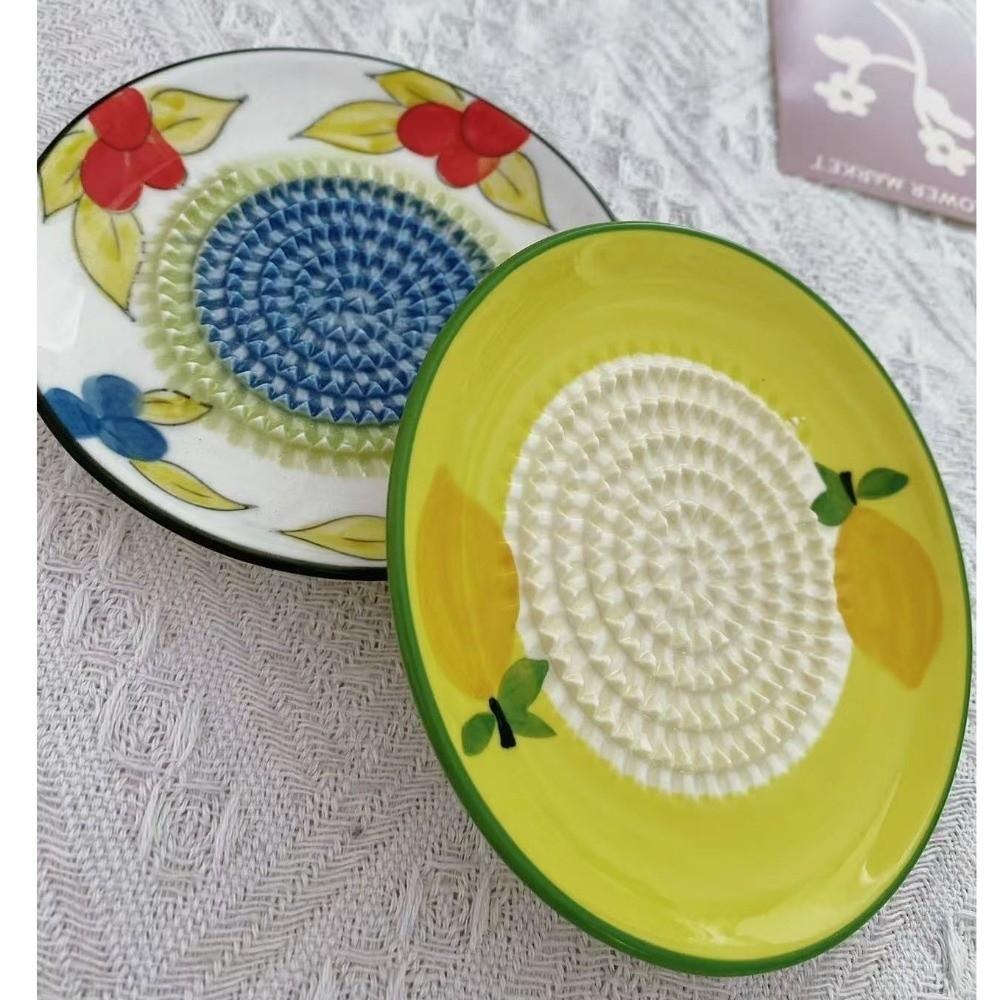 Easy Clean Ceramic Ginger Grater Round Plate Fruit Grinding Tool Tomato Grinder Dish  Fruit Puree