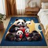 1PC Custom Name Panda Family Love Heart Theme Floor Mat Ideal for Living Room, Game Rooms, Office, Bedroom, Floor Mat Playful Design