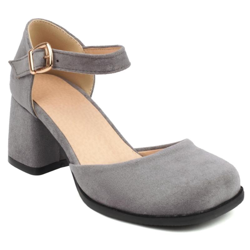 Close Toe Women's Sandals Summer Shoes Outside D'Orsay Pumps Ladies Ankle Strap Elegant Red Gray Party Wedding Shoes Brand