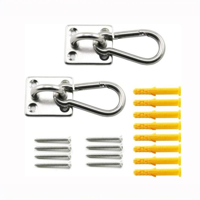 2 Set Stainless Square Heavy Duty Ceiling Wall Mounted Hook For Yoga Swings Hammocks Hardware