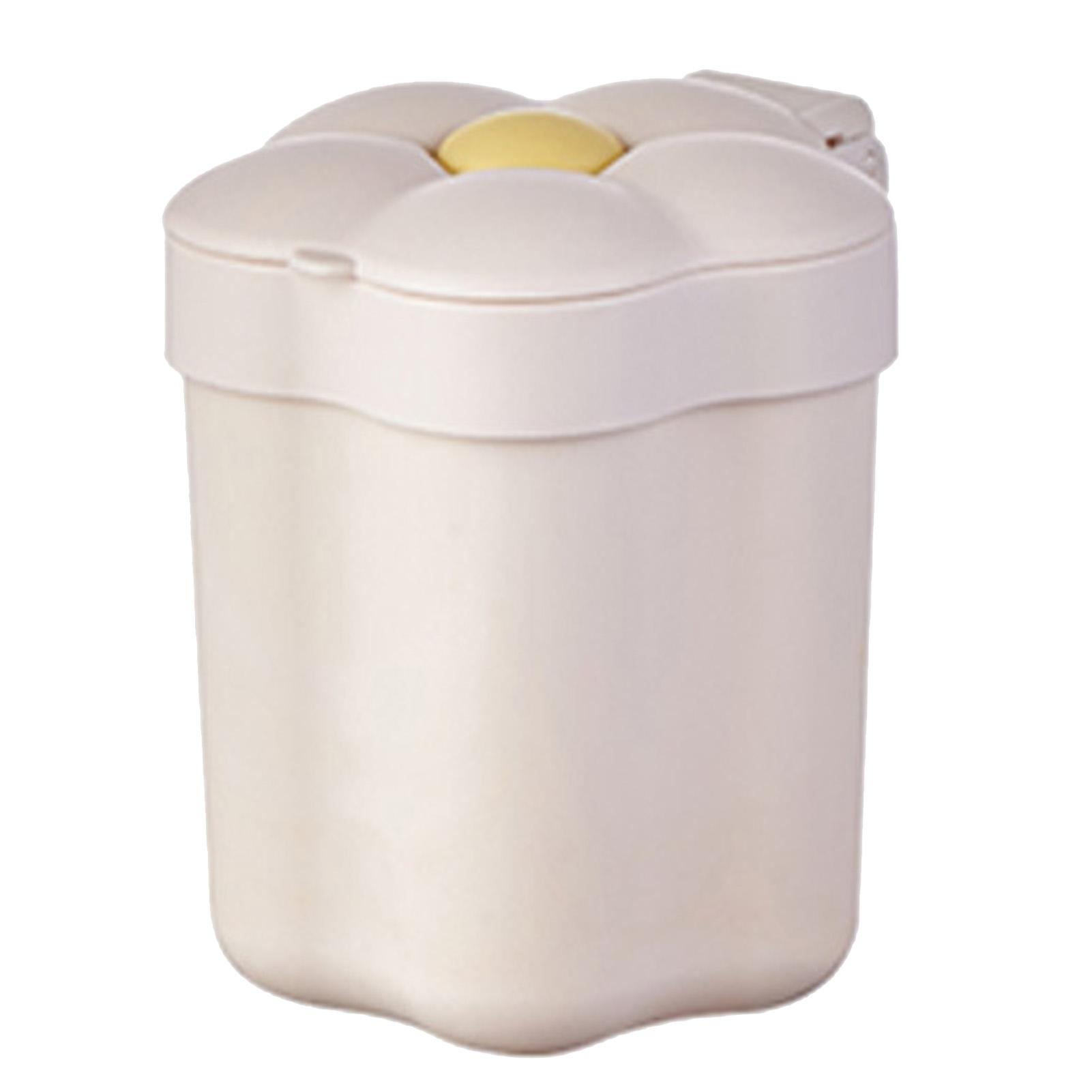 

Настольный мусорный бак с крышкой в форме цветка, небольшой мусорный бак с большим отверстием, корзина для хранения бумаги, желтый белый