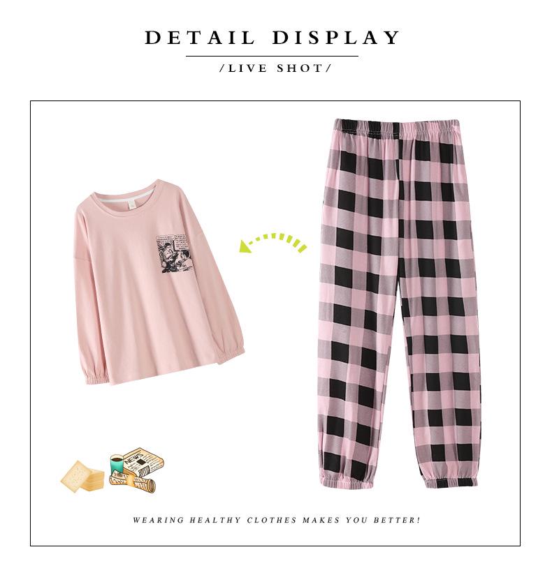 Aifen Teng Women's Pajamas Set: Pure Cotton, Long Sleeve, Long Pants, Casual Home Wear, Suitable for Spring, Autumn, and Winter.