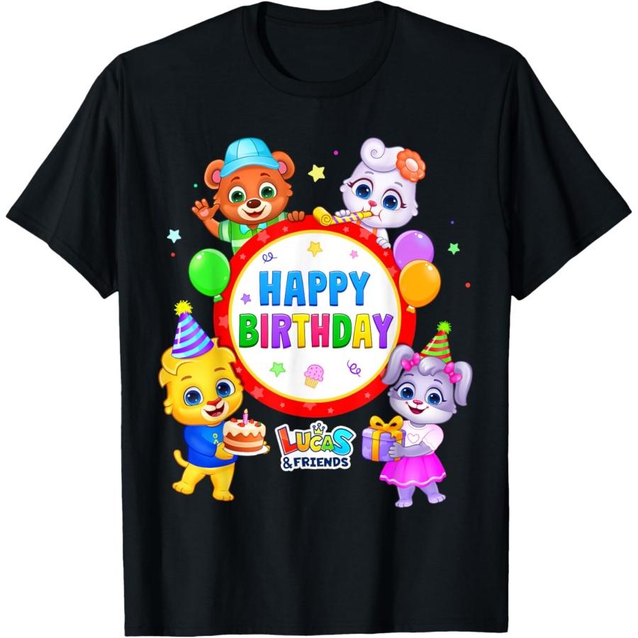 Popular Cartoons for Kids _ Lucas & Friends Happy Birthday T-Shirt S чёрный