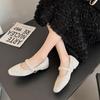 Autumn Woolen Fur Women Cotton Flats Shoes Concise Outdoor Soft Sole Shoes Ladies Comfort Square Toe Warm Mary Jane Shoes