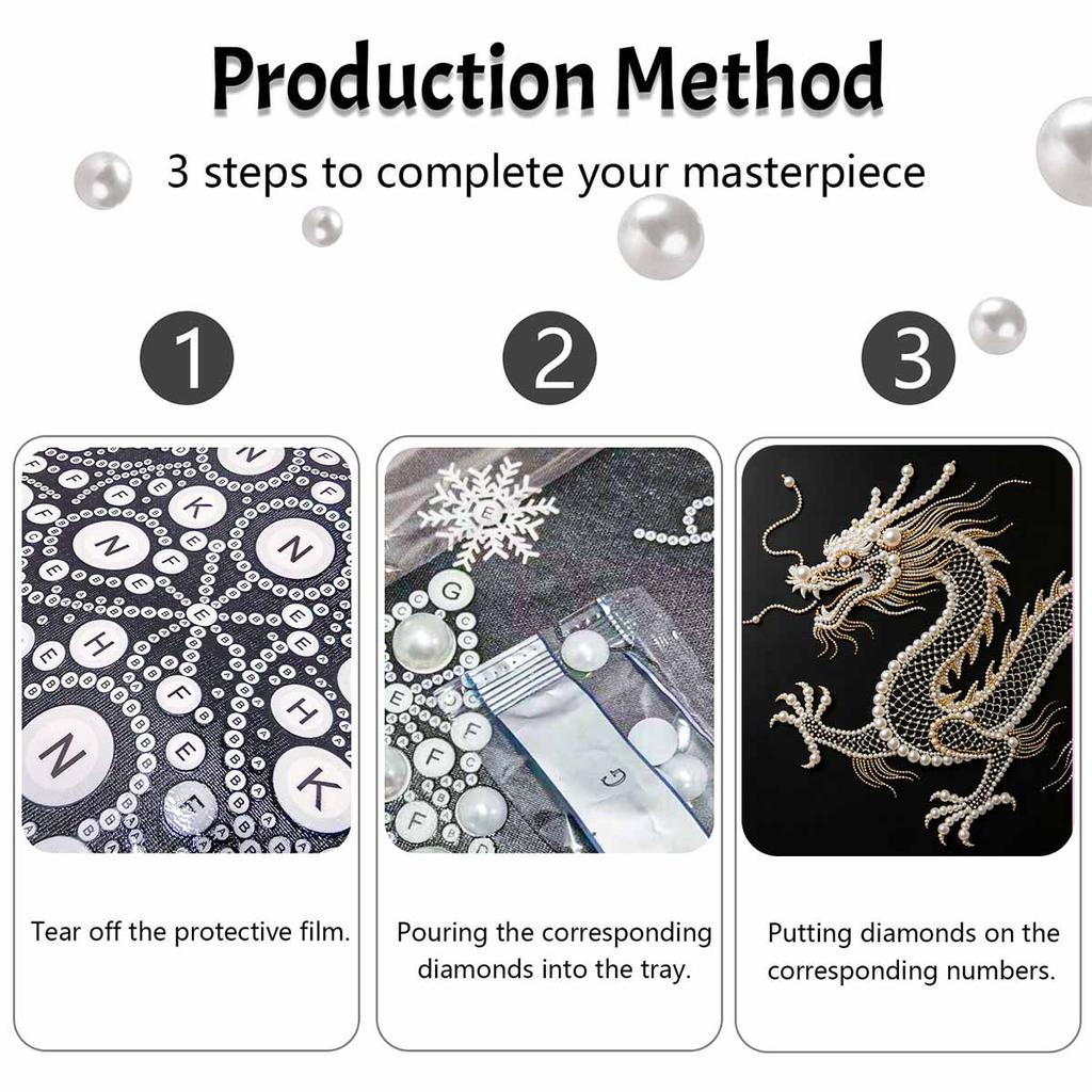 5D DIY Pearl Diamond Painting Kit Majestic Dragon Full Drill Embroidery Mosaic Art Home Wall Decor Gift