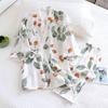 Dame Kimono Pyjamas Syvpunkts Ærme Bomuld Gaze Crêpe Nattøj Løst Hjemmetøj To-delt Sæt Pyjamas