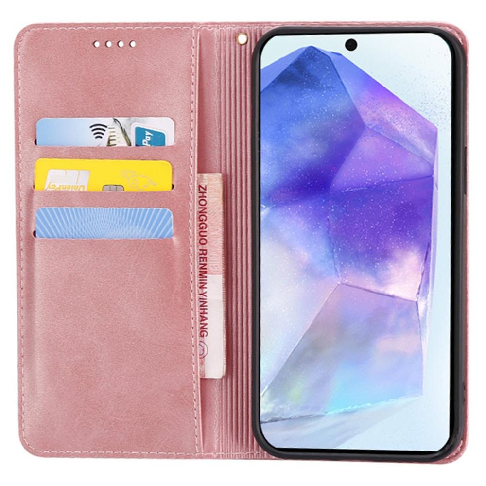 

For Samsung Galaxy A25 5G (Global) (161.0mm) Case Wallet Calf Texture Leather Phone Cover with Hidden Magnetic Closure Black
