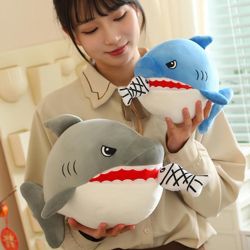 Shark Eating Small Fish Plush Toy With Pp Cotton Soft Stuffed Animal For Kids And Children