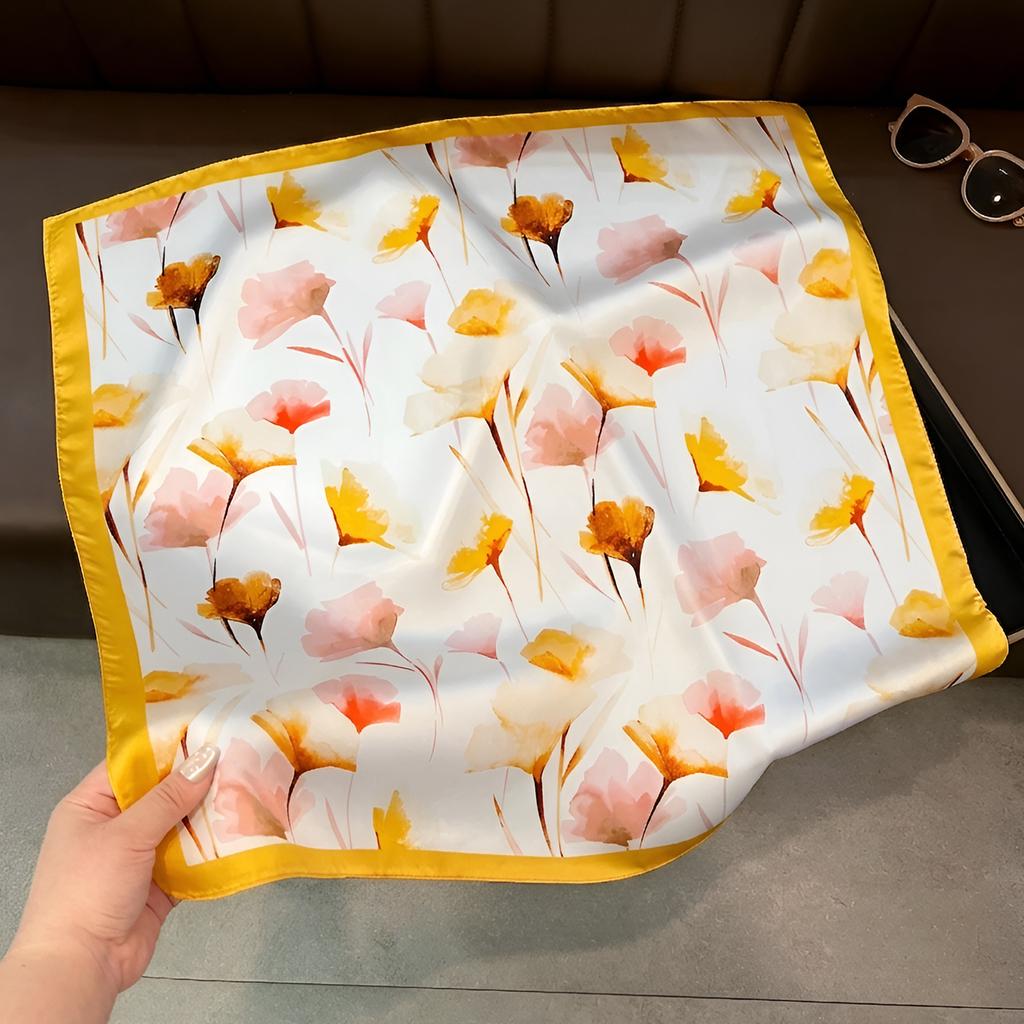 Women S Floral Print Square Scarf Spring Summer Decorative Neck Scarf Elegant Luxury Lightweight