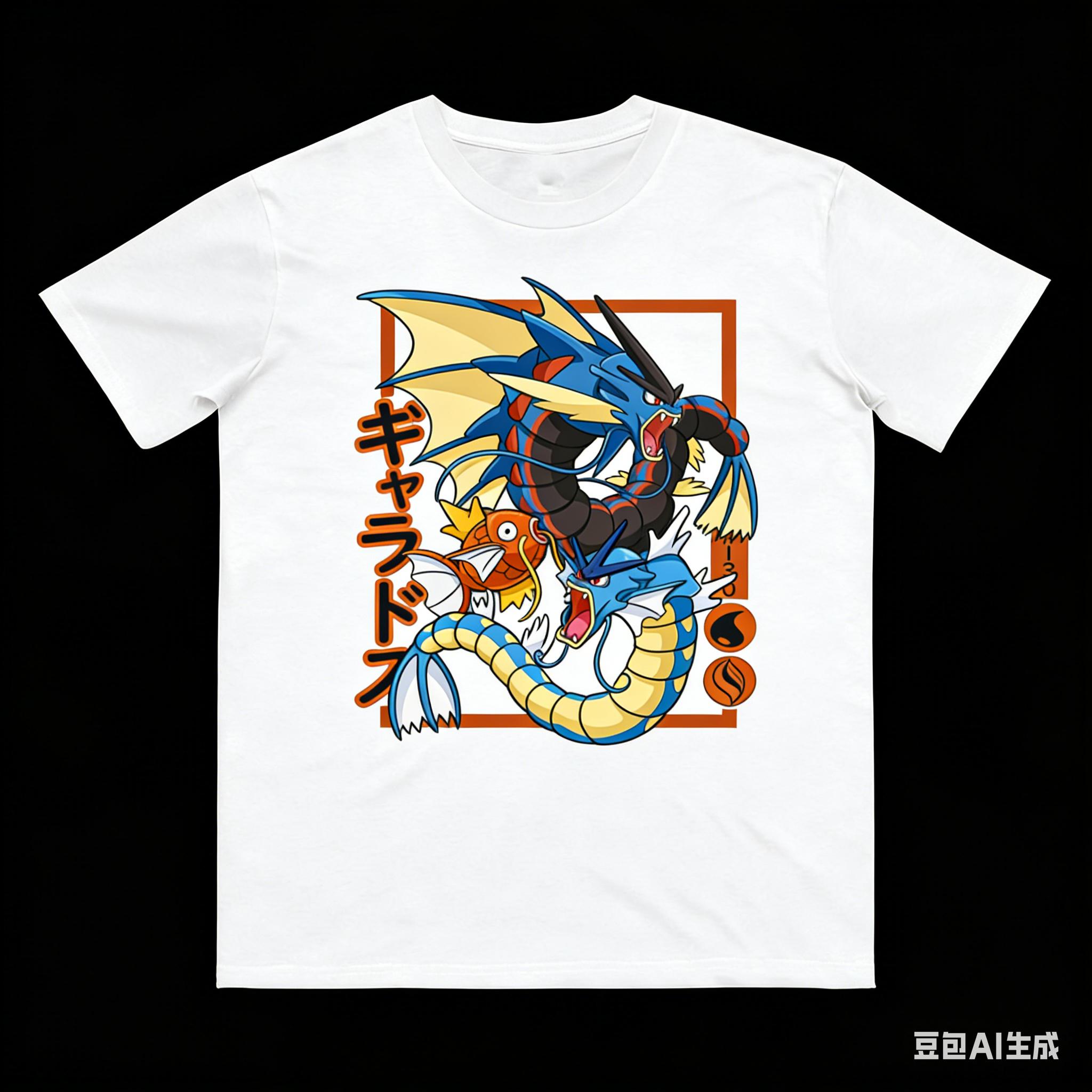 Magikarp Evolution Printed Pure Cotton T-shirt Men and Women Spring/Summer Collection Fashion Short Sleeved Shirt S