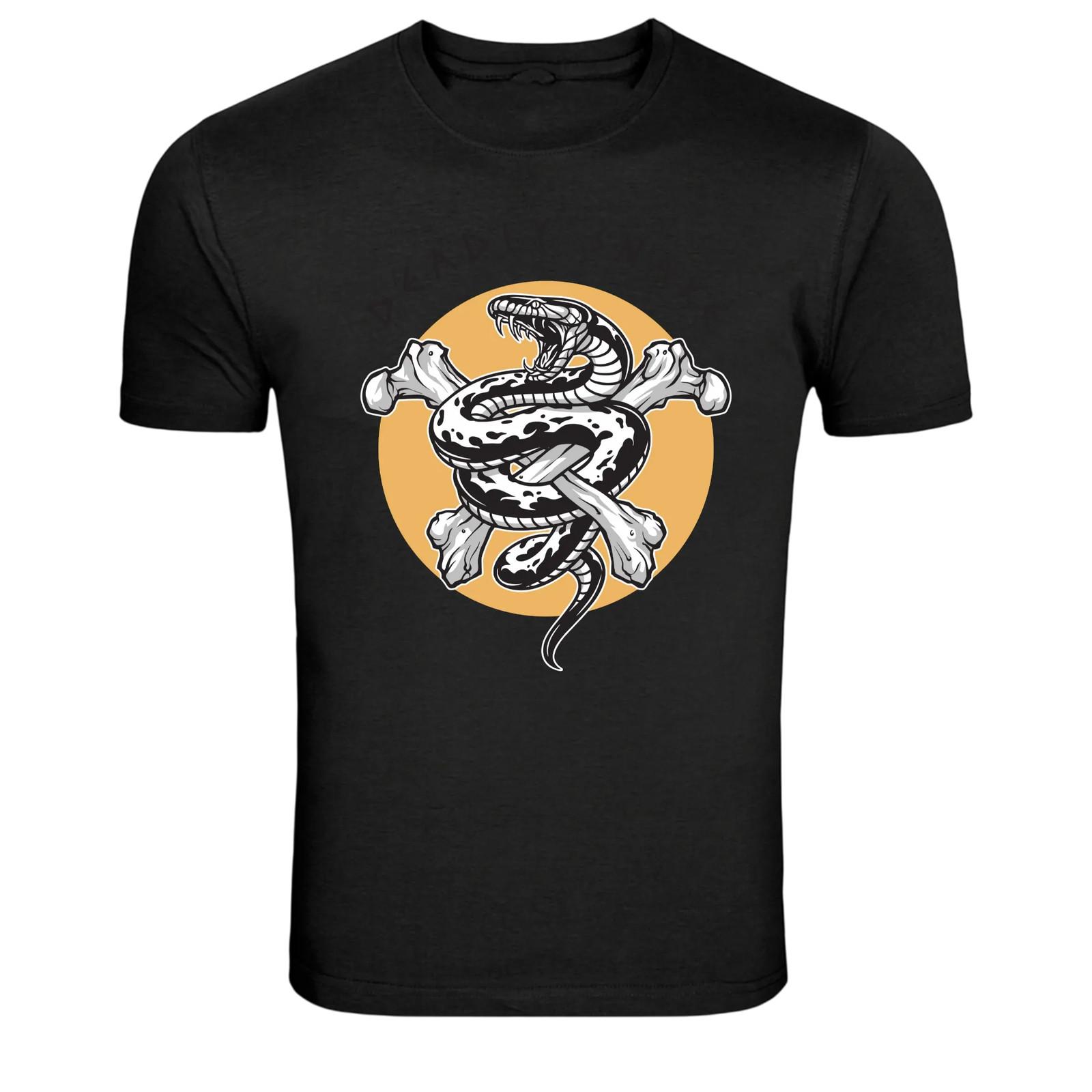 Snake And Bones Skull Tattoo Style Graphic T-Shirt XXXXL